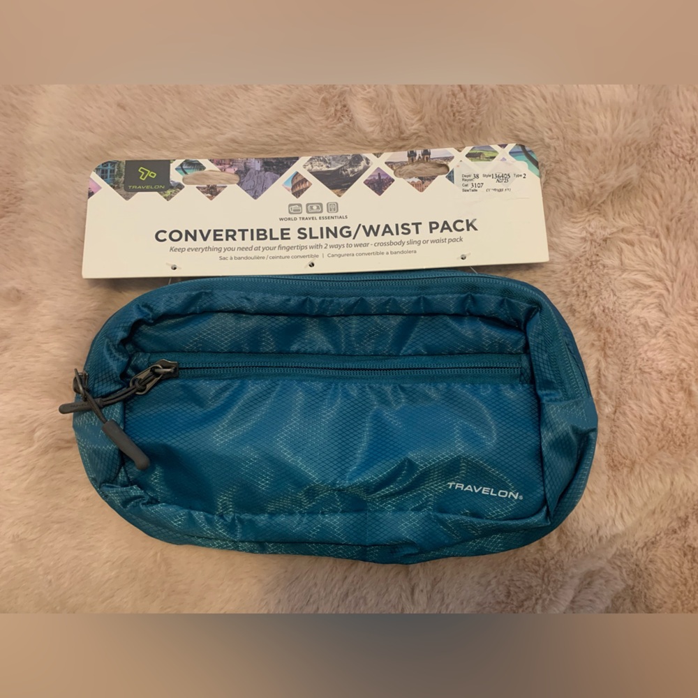 Travelon Teal Convertible Sling Fanny Pack